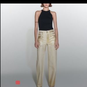 NWT Zara ZW boyfriend jeans gold